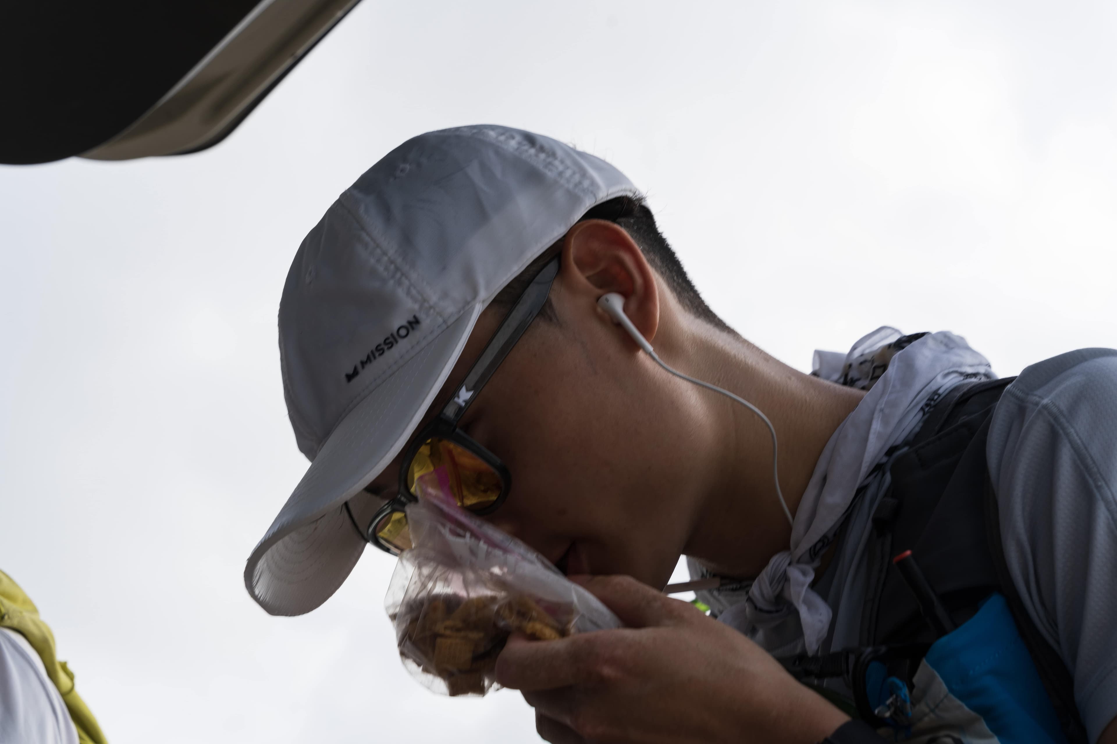 Tim eating from a bag